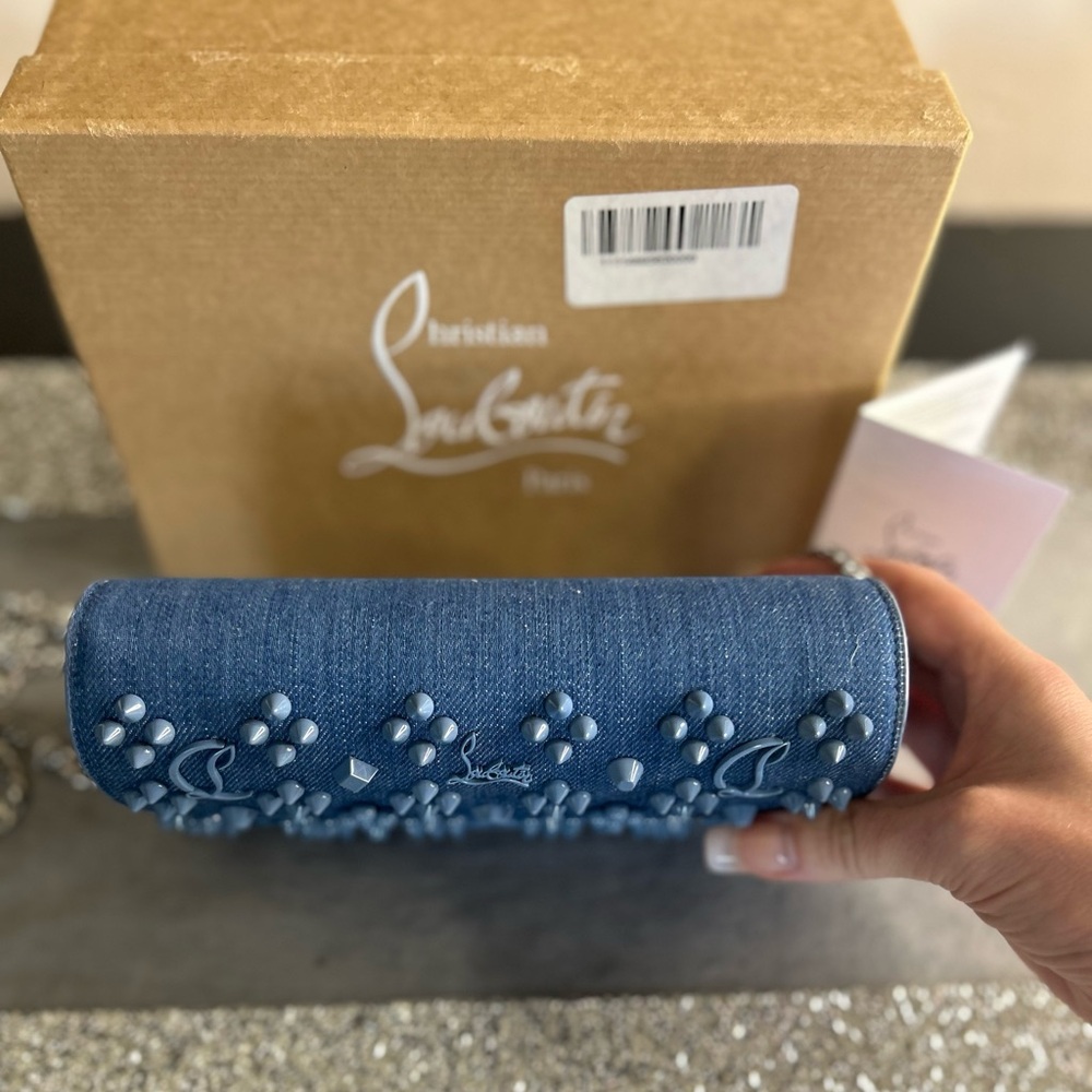 Christian Louboutin Paloma Loubinthesky Denim Wallet on Chain $1390 Retail - Picture 8 of 9